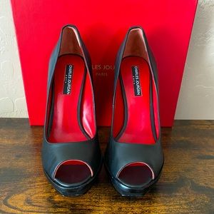 CHARLES JOURDAN BLACK CYNDI PLATFORMS SIZE 8